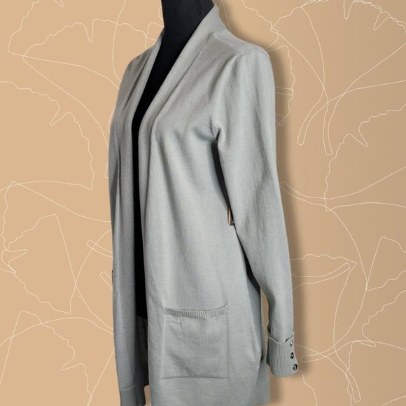 Womens Organic Sage Verve Long Sleeve Pocket Roll Cuff Open Cardigan Size M - Picture 1 of 4